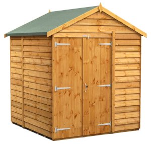 Power 6x6 Apex Garden Shed Overlap - Windowless Double Door